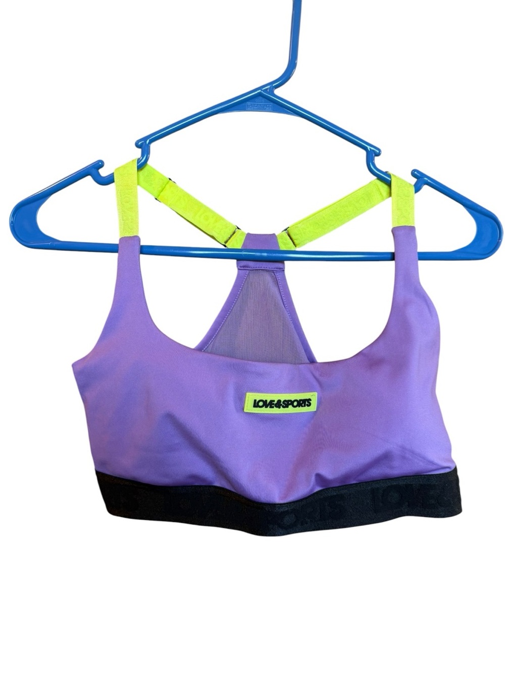 LOVE & SPORTS Purple Neon-Strap Sports Bra